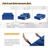 3 in 1 Sleeper Sofa Bed, Futon Sofa Bed for Living Room with Side Pocket, Black Sleepers Sofa Couch with Pullout Bed, Convertible Love Seat Sleepers Bed for Living Room, Bedroom, Small Space