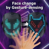 Mr.Pang Music LED Mask with Gesture Sensing, Face Transforming Light Up Mask Halloween Costume for Cosplay Masquerade, Fits Adult and Kids